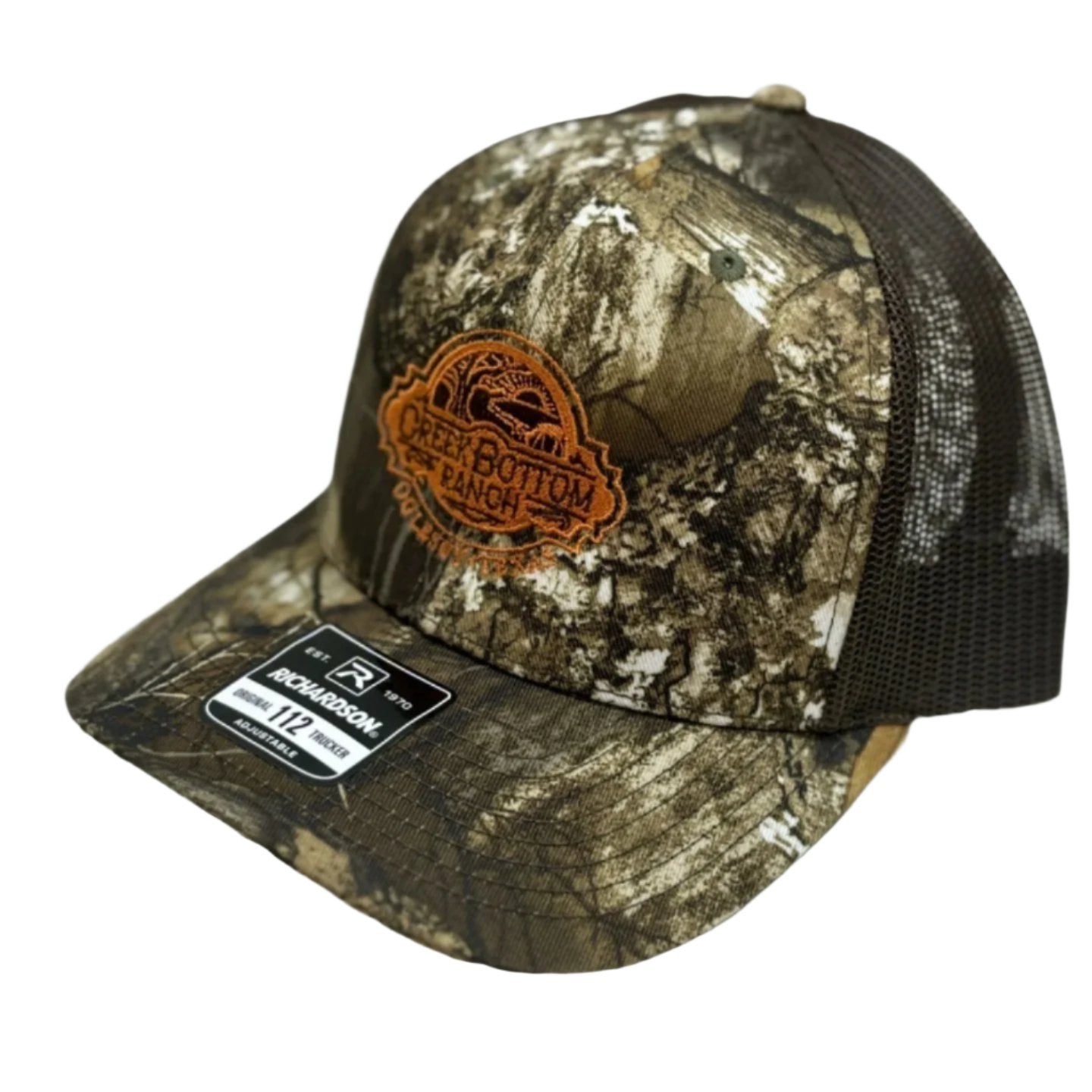 Creek Bottom Ranch - 6-panel Richardson 112 Snap Back Trucker - Real Tree Camo / Brown